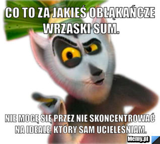 Co to za jakieś obłąkańcze wrzaski sum. Nie mogę się przez nie skoncentrować na ideale, który sam ucieleśniam.