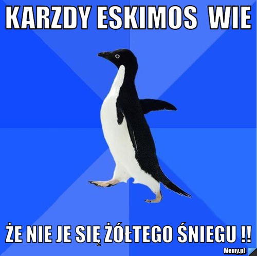 Karzdy eskimos  wie  że nie je się żółtego śniegu !!