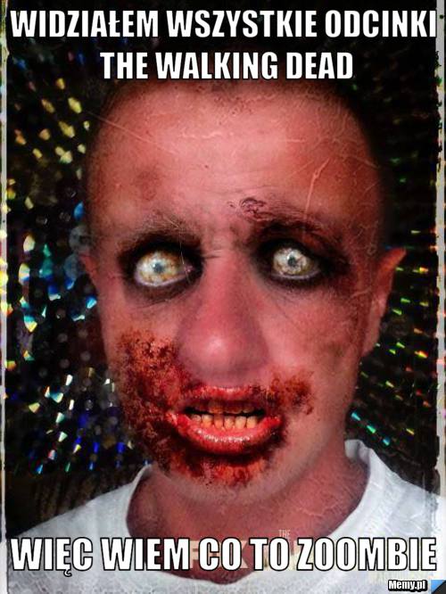 Widziałem wszystkie odcinki the walking dead więc wiem co to zoombie 