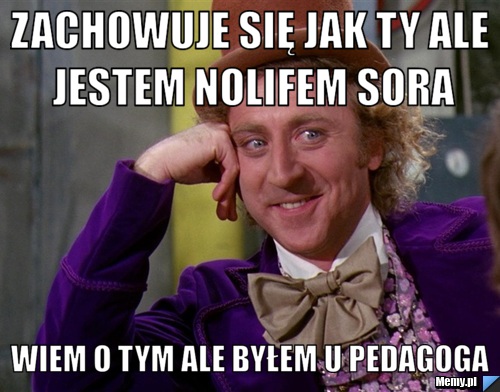 Zachowuje się jak ty ale jestem nolifem sora wiem o tym ale byłem u pedagoga