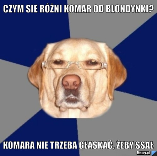 Czym sie różni komar od blondynki? komara nie trzeba głaskać, żeby ssał