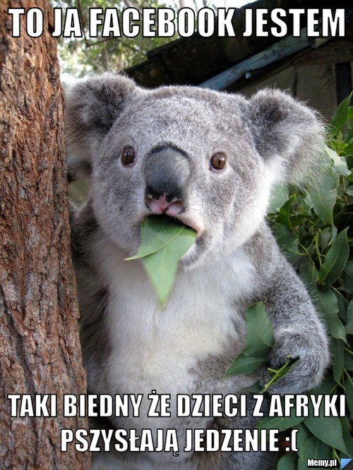 To ja facebook jestem  taki biedny że dzieci z afryki pszysłają jedzenie :(