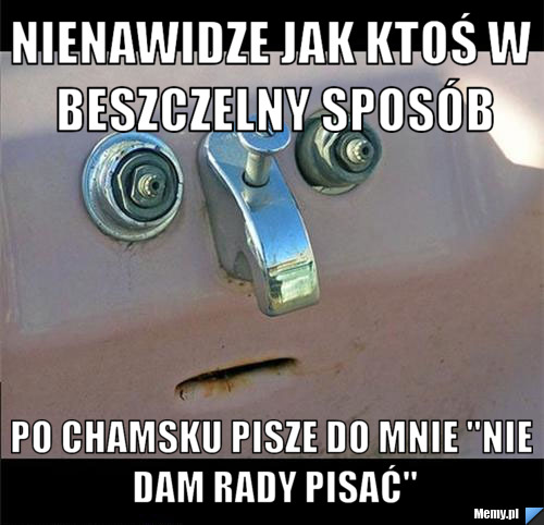 Nienawidze jak ktoś w beszczelny sposób po chamsku pisze do mnie ''nie dam rady pisać''