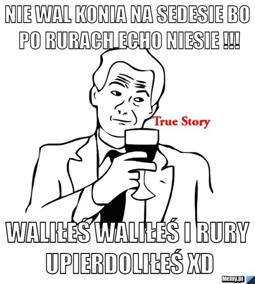 Nie wal konia na sedesie bo po rurach echo niesie !!! waliłeś waliłeś i rury upierdoliłeś xD